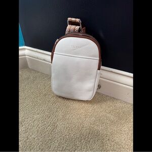 Telena White and Brown Fanny Pack Crossbody Bag
